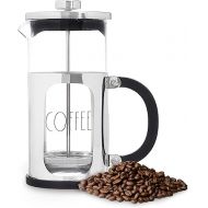 Rae Dunn Glass French Press - COFFEE - Premium Coffee Maker with Elegant Font Design - Heat-Resistant - Stainless Steel Plunger and Frame - Great for Brewing Your Morning Coffee in Style