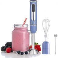 Rae Dunn Immersion Hand Blender- Handheld Immersion Blender with Egg Whisk and Milk Frother Attachments, 2 Speed Blender, 500 Watts, Stainless Steel Blade (Navy)