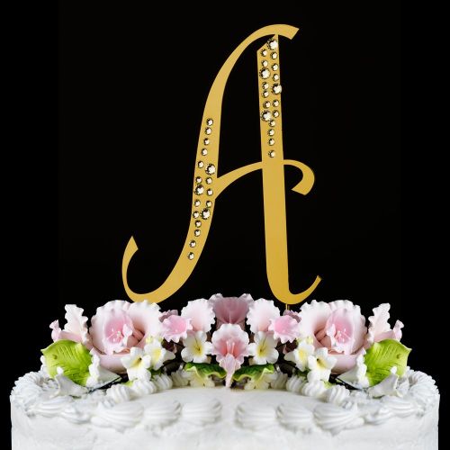  RaeBella Weddings & Events New York RaeBella New York Swarovski Crystal Sparkle Cake Top Topper Letter Gold (LARGE)