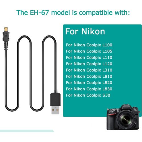  Raeisusp EH-67 EH67 USB Cable 1.0M Digital Cameras DC Cable for Nikon Coolpix L100 L105 L110 L120 L310 L320 L330 L340 L810 L820 L830 L840