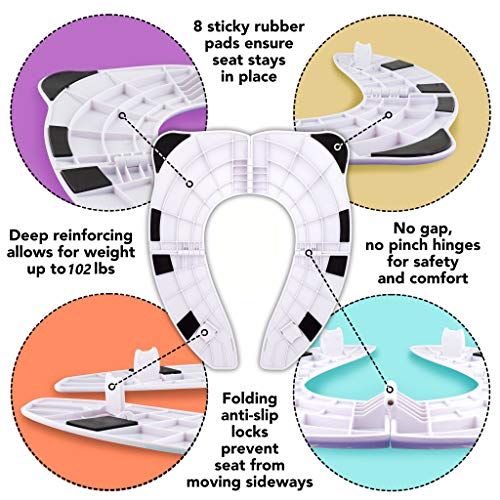  [아마존베스트]RafaLife - Portable Toilet Training Seat for Toddlers, Boys & Girls. Large Upgraded Folding Travel Potty Seat. Extra Stable, Powerful and Safe, with Handy Carry Bag - White Panda