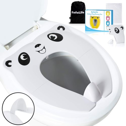  [아마존베스트]RafaLife - Portable Toilet Training Seat for Toddlers, Boys & Girls. Large Upgraded Folding Travel Potty Seat. Extra Stable, Powerful and Safe, with Handy Carry Bag - White Panda