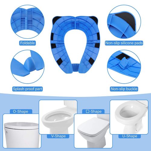  [아마존베스트]RafaLife - Portable Toilet Training Seat for Toddlers, Boys & Girls. Large Upgraded Folding Travel Potty Seat. Extra Stable, Powerful and Safe, with Handy Carry Bag - Blue Panda