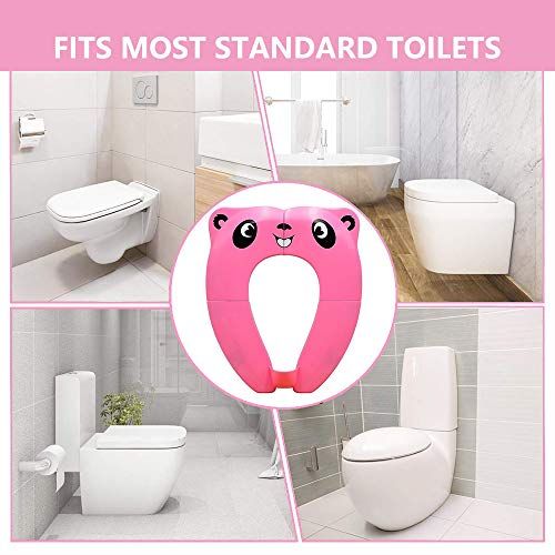  [아마존베스트]RafaLife - Portable Toilet Training Seat for Toddlers, Boys & Girls. Large Upgraded Folding Travel Potty Seat. Extra Stable, Powerful and Safe, with Handy Carry Bag - Pink Panda