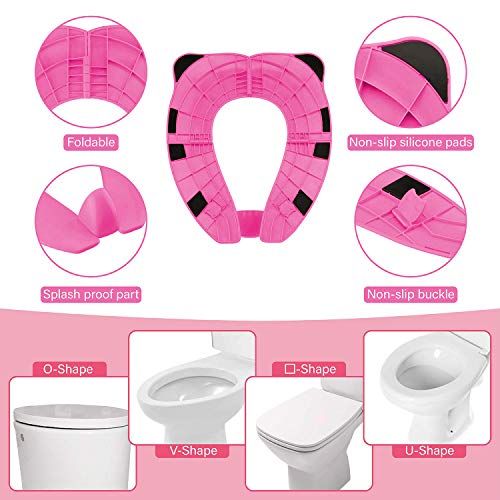  [아마존베스트]RafaLife - Portable Toilet Training Seat for Toddlers, Boys & Girls. Large Upgraded Folding Travel Potty Seat. Extra Stable, Powerful and Safe, with Handy Carry Bag - Pink Panda