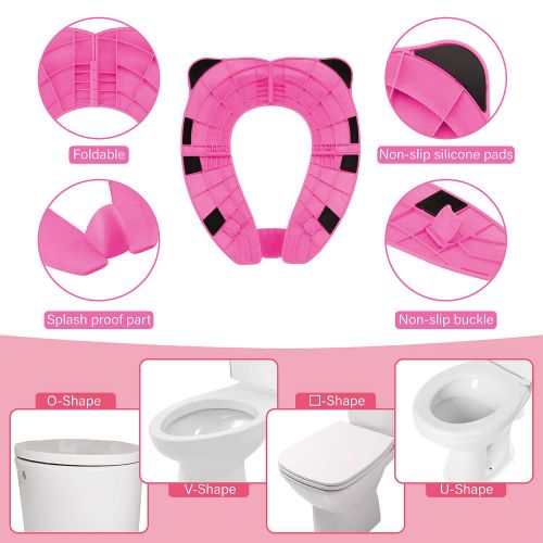  [아마존베스트]RafaLife - Portable Toilet Training Seat for Toddlers, Boys & Girls. Large Upgraded Folding Travel Potty Seat. Extra Stable, Powerful and Safe, with Handy Carry Bag - Pink Panda