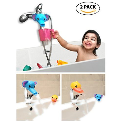  [아마존베스트]RafaLife Bath Toys - Faucet Extender, Animal Spout Sink Handle Extender for Toddlers Kids, Baby Safe and Fun Hand-Washing Solution, Promotes Hand Washing in Children (2 Pack - Elep