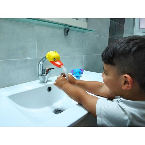  [아마존베스트]RafaLife Bath Toys - Faucet Extender, Animal Spout Sink Handle Extender for Toddlers Kids, Baby Safe and Fun Hand-Washing Solution, Promotes Hand Washing in Children (2 Pack - Elep