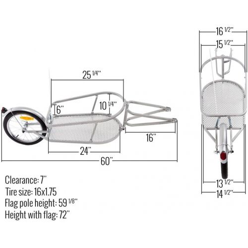  Rage Powersports Apex BCT-8002 Single Wheel Pull-Behind Bicycle Cargo Trailer with Cargo Bag