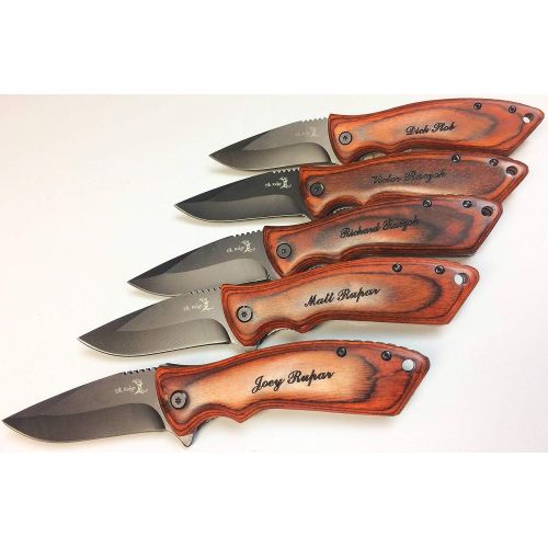  Rahsham 11 Personalized Pocket Knife, Groomsmen Gift, Engraved Wooden Handle, Groomsman Gifts Set