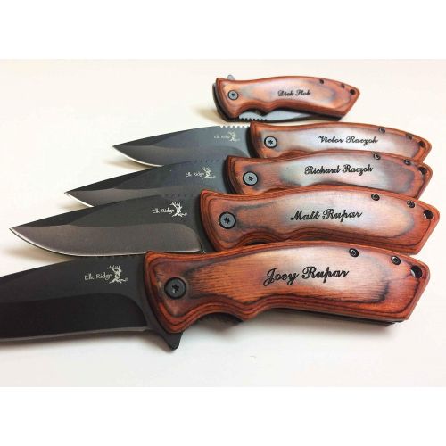  Rahsham 11 Personalized Pocket Knife, Groomsmen Gift, Engraved Wooden Handle, Groomsman Gifts Set