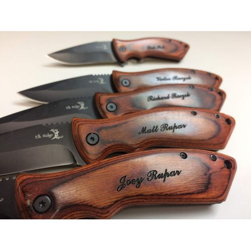  Rahsham 7 Personalized Pocket Knife, Groomsmen Gift, Engraved Wooden Handle, Groomsman Gifts Set