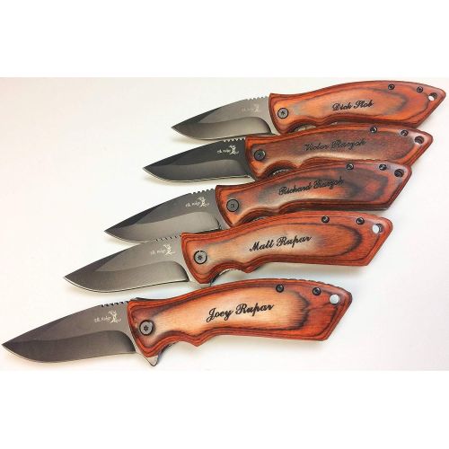  Rahsham 8 Personalized Pocket Knife, Groomsmen Gift, Engraved Wooden Handle, Groomsman Gifts Set