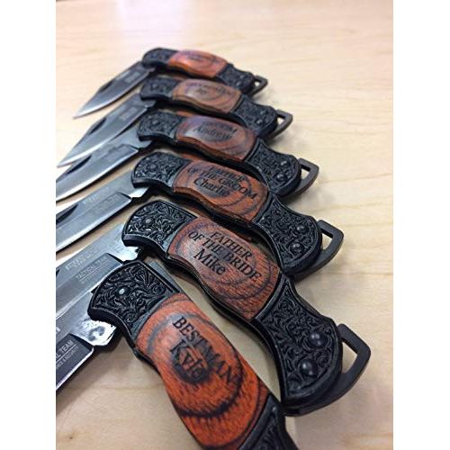  Rahsham 13 Personalized Pocket Knife, Groomsmen Gift, Engraved Wooden Groomsman Gifts Set