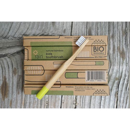  [아마존베스트]Rain Organic Bamboo Baby Toothbrush - 100% Safe Infant Toddler Kids Toothbrush 6 to 12 Months and Up,...