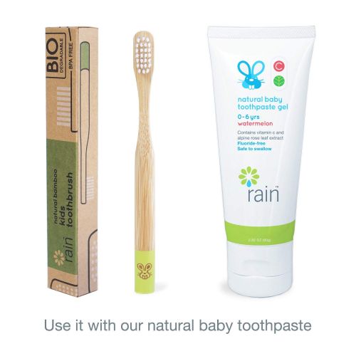  [아마존베스트]Rain Organic Bamboo Baby Toothbrush - 100% Safe Infant Toddler Kids Toothbrush 6 to 12 Months and Up,...
