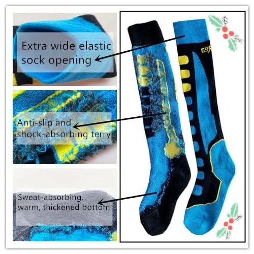  Rain Bingo Pumkryth Winter Ski Socks，Boy Blue Snowboard Warm Hiking Knee Socks Over The Calf OTC High Performance