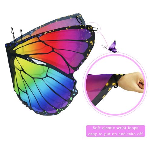  Rainbow Kids Butterfly Wings Costume for Girls Mask Tutu Halloween Dress Up Party (Multicolor)