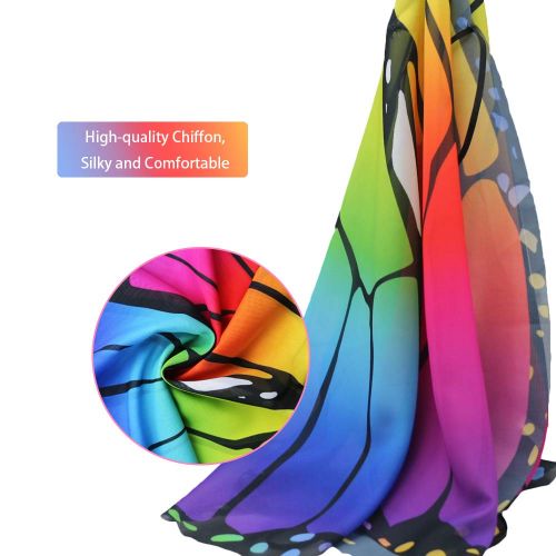  Rainbow Kids Butterfly Wings Costume for Girls Mask Tutu Halloween Dress Up Party (Multicolor)