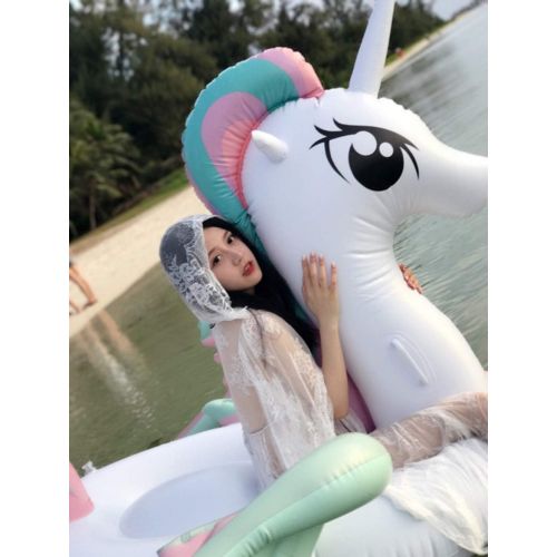  [아마존베스트]Tswinopty Rainbow Color Unicorn Fun Kids Swim Party Toy Non-toxic and Tasteless, Inflatable Floating Row, Inflatable Pool Float Summer Pool Raft, Inflatable Pool Toys Outdoor Water Lounge,Wh