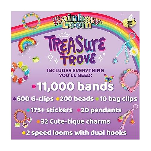  Rainbow Loom: Treasure Trove - DIY Rubber Band Bracelet Craft Kit with Case - 11,000 Loom Bands & Accessories, Design & Create, Ages 7+ Amazon Exclusive
