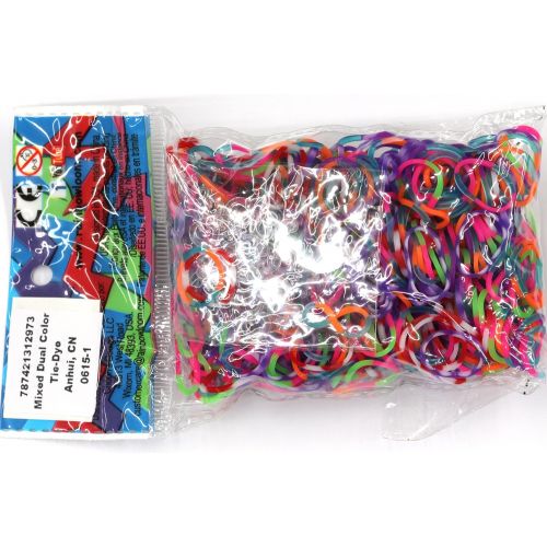  [아마존베스트]Rainbow Loom Specialty Tie-Dye Mixed Dual Color Latex-Free Refill Bands, 600 Count plus 24 C-clips