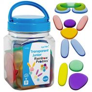 edx education Junior Rainbow Pebbles - Clear Colors - Mini Jar - Ages 18M+ - Sorting and Stacking Stones - Early Math Manipulative for Children - First Counting and Construction To