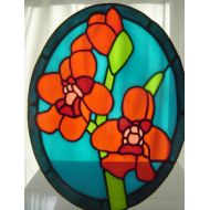 RainbowGlassCraft Sawfly Orchid - stained glass effect window painting / window cling / sun catcher - 27 x 21 cm (10.75 x 8) - Rainbow Glass Craft