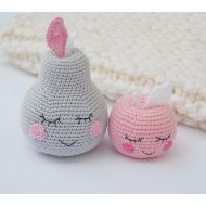 /RainbowHappiness Newborn gift ,crochet Pear, pink apple ,nursery decor ,baby shower gift ,Baby room decor ,Amigurumi fruit, photo requisites, gift baby