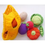 RainbowHappiness Play Food Set - Crochet vegetables -crocheted fruits -Toy Kitchen -the Waldorf Toys -holiday gifts -Montessori materials - eggplant, carrot