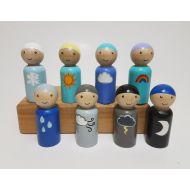 RainbowPegDolls Weather Peg Doll Set, Montessori Learning Resource, Unique Gift, Wooden Toys, Nursery Decor