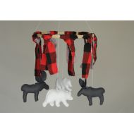 RainbowSmileShop Lumberjack baby mobile Bear baby mobile Moose nursery mobile Woodland mobile Adventure nursery Buffalo plaid Baby crib mobile Cot mobile: Baby