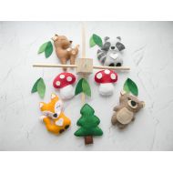 RainbowSmileShop Forest mobile Woodland mobile Baby crib mobile Forest animal mobile Nursery mobile Nature mobile Cot mobile Bear Fox Deer Raccoon felt: Baby