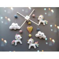 RainbowSmileShop Unicorn Baby Mobile Baby Crib Mobile Modern Nursery mobile Cloud Cot Mobile Rainbow uncorn Baby mobile Baby girl mobile Pactel colors: Baby