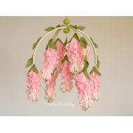 RainbowSmileShop Pink wisteria baby mobile Flower mobile Baby girl mobile Pink gold nursery decor Baby Mobiles Hanging Floral Mobile: Baby