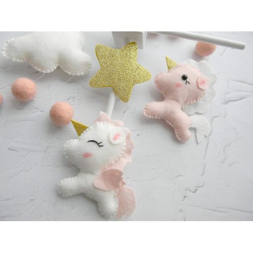  [아마존베스트]Unicorn mobile Baby crib mobile Unicorn Nursery mobile Cloud mobile Cot mobile Girl baby mobile Blush Pink Gold: Baby