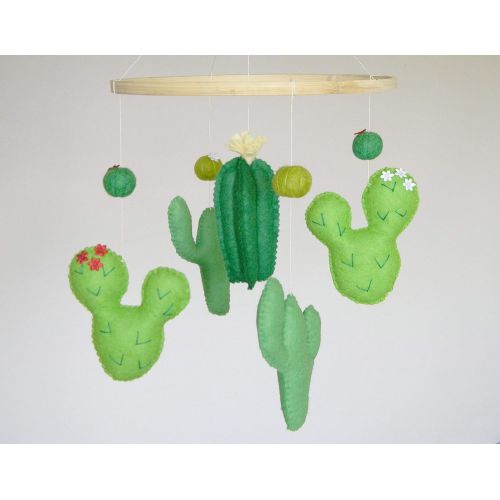  RainbowSmileShop Cactus baby mobile Green baby mobile Nursery mobile Cot mobile Felt mobile Cactus Nursery decor Felt succulent Cactus theme