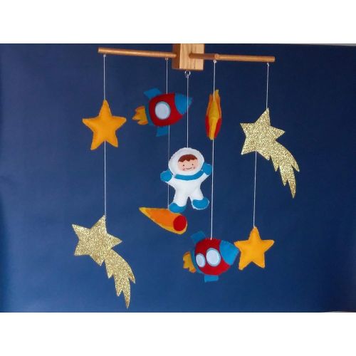  RainbowSmileShop Space baby Mobile Rocket Mobile Baby Crib Mobile Space nursery mobile Baby boy mobile Handing mobile Space Nursery Decor Outer Space Theme