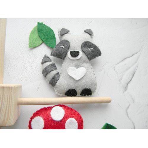  RainbowSmileShop Forest mobile Woodland mobile Baby crib mobile Forest animal mobile Nursery mobile Nature mobile Cot mobile Bear Fox Deer Raccoon felt