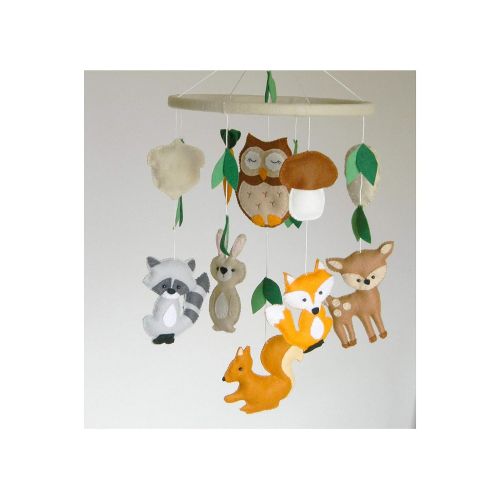  RainbowSmileShop Woodland Mobile Woodland nursery mobile Animals Mobile Woodland creatures nursery Baby mobiles hanging Forest nursery decor