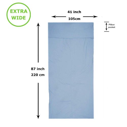  Rainleaf Browint Bamboo Travel Sheet - Eco Friendly, Stretch Jersey Roomy Sleep Sack for Hotels, Hypoallergenic and Wrinkle Resistant, Portable Sleep Sheet for Travel, Rectangular with Pill