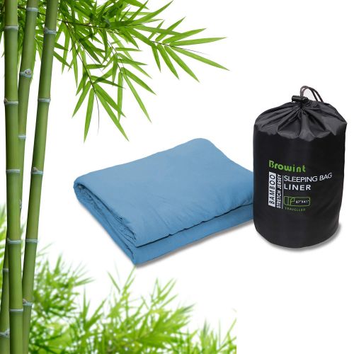  Rainleaf Browint Bamboo Travel Sheet - Eco Friendly, Stretch Jersey Roomy Sleep Sack for Hotels, Hypoallergenic and Wrinkle Resistant, Portable Sleep Sheet for Travel, Rectangular with Pill