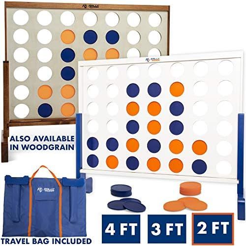  [아마존베스트]Rally and Roar Giant 4 in A Row, 4 to Score - Premium Wooden Four Connect Game Set in White or Wood Grain and 3 Size Options (2’, 3’, 4’) - Oversized Family Outdoor Party Games for Backyard, Lawn