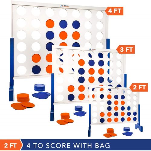  [아마존베스트]Rally and Roar Giant 4 in A Row, 4 to Score - Premium Wooden Four Connect Game Set in White or Wood Grain and 3 Size Options (2’, 3’, 4’) - Oversized Family Outdoor Party Games for Backyard, Lawn