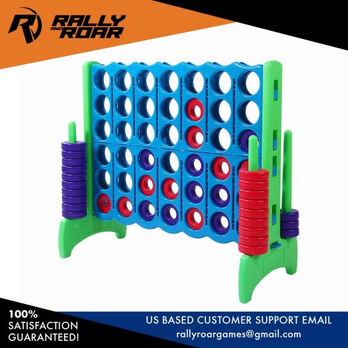  [아마존베스트]Giant 4 in A Row, 4 to Score by Rally and Roar - Premium Plastic Four Connect Game Junior 3 Foot Width Set with 44 Rings Oversized Fun Family, Indoor/Outdoor Games