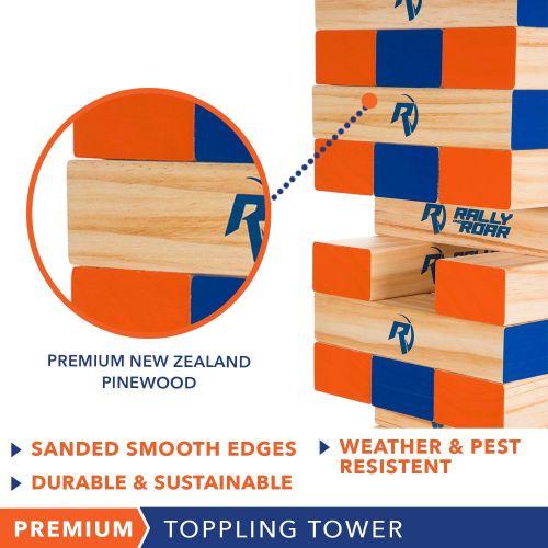  [아마존베스트]Rally and Roar Toppling Tower Giant Tumbling Timbers Game 2.5 feet Tall (Build to Over 5 feet) Classic Wood Version - for Adults, Kids, Family  Stacking Blocks Set w/Canvas Bag