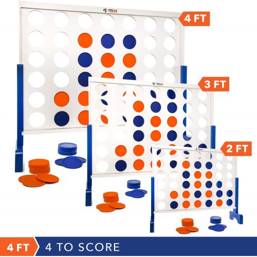  Rally and Roar Giant 4 in A Row, 4 to Score - Premium Wooden Four Connect Game Set in 4 Wood Grain by Rally & Roar - Oversized Family Outdoor Party Games for Backyard, Lawn, Parties, Bar Game