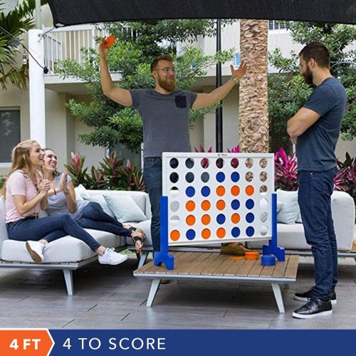  Rally and Roar Giant 4 in A Row, 4 to Score - Premium Wooden Four Connect Game Set in 4 Wood Grain by Rally & Roar - Oversized Family Outdoor Party Games for Backyard, Lawn, Parties, Bar Game