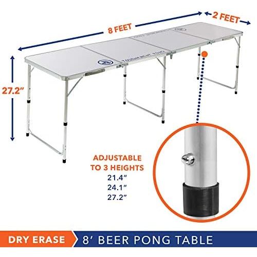  8 Foot Beer Pong Table by Rally and Roar  3 STYLE OPTIONS - Portable Party Drinking Games - Official 8ft x 2ft x 27.5in Regulation Size - Tournament Ready - Premium Indoor-Outdoor