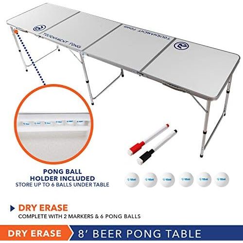  8 Foot Beer Pong Table by Rally and Roar  3 STYLE OPTIONS - Portable Party Drinking Games - Official 8ft x 2ft x 27.5in Regulation Size - Tournament Ready - Premium Indoor-Outdoor